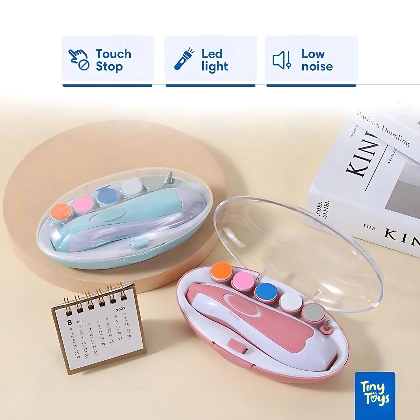 Shoppingo Baby Nail Grooming Kit | 2 Speed | 6 Heads | With LED and Travel Cap