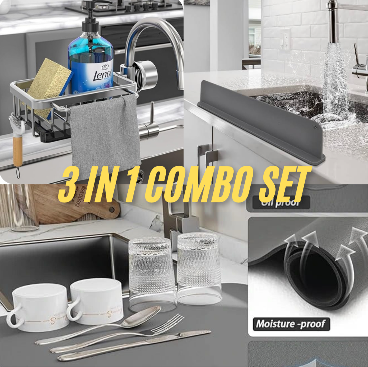 Complete Sink Protection Bundle – Organize, Dry & Stay Splash-Free
