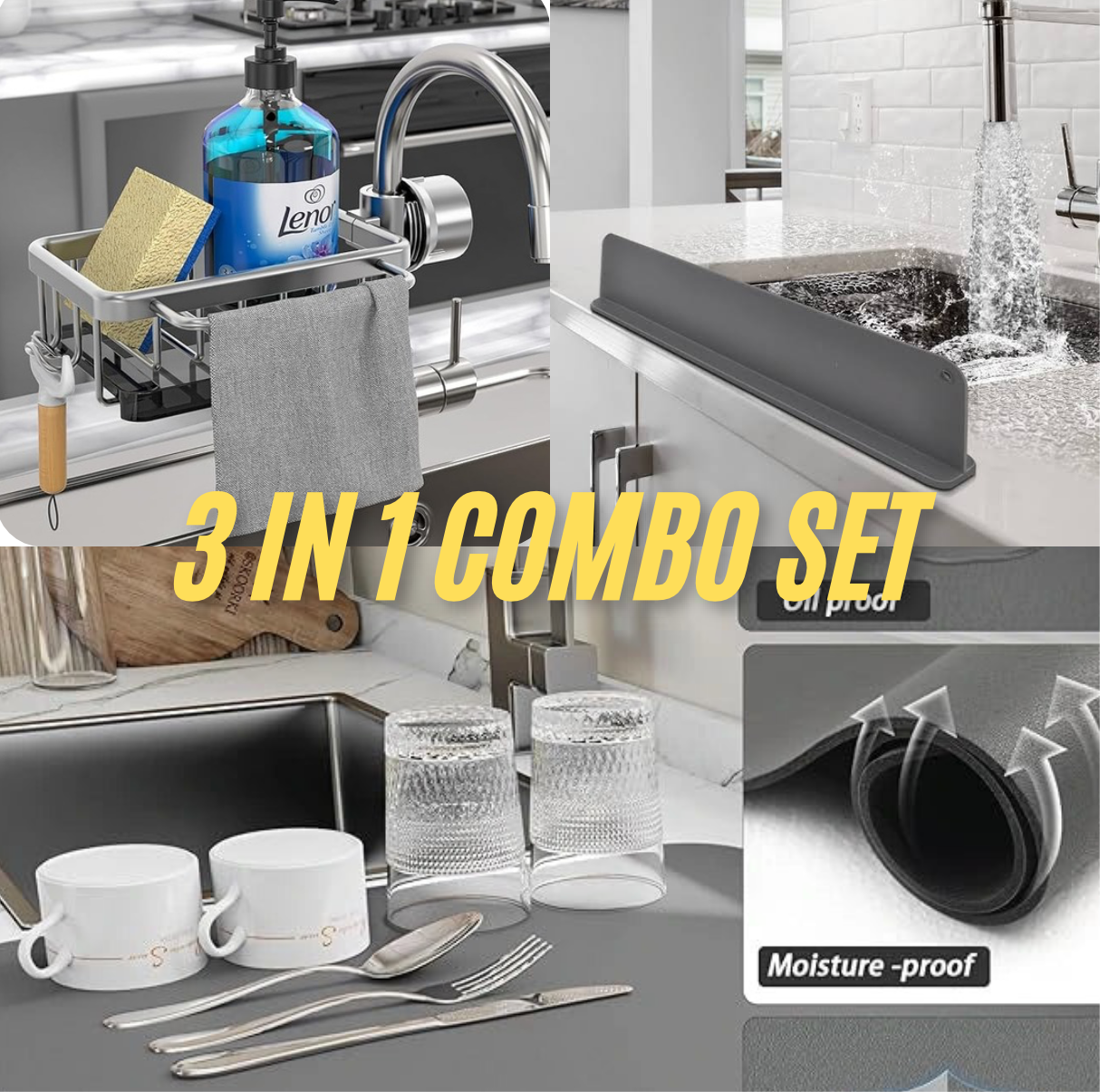 Complete Sink Protection Bundle – Organize, Dry & Stay Splash-Free