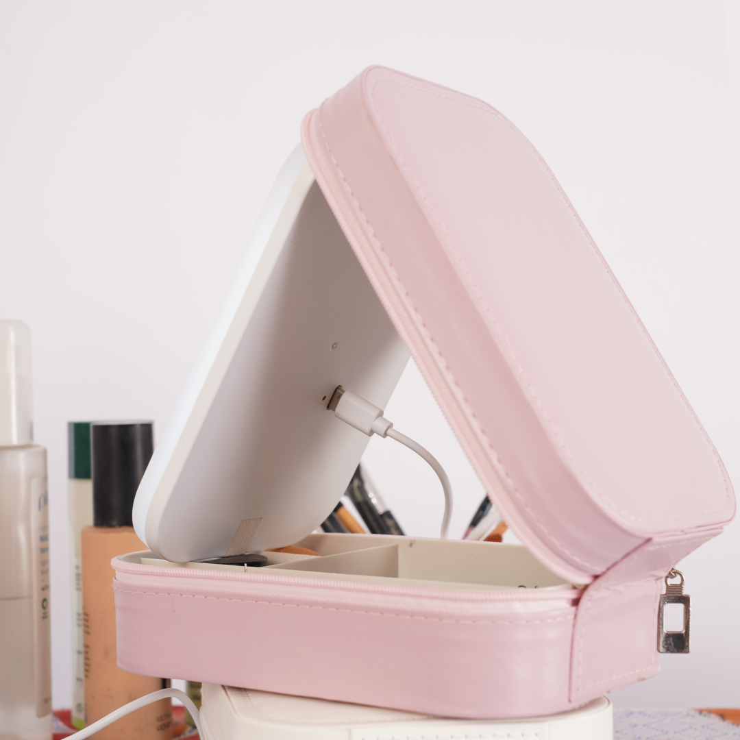 Compact Makeup Vanity With LED Mirror - Carry in Style