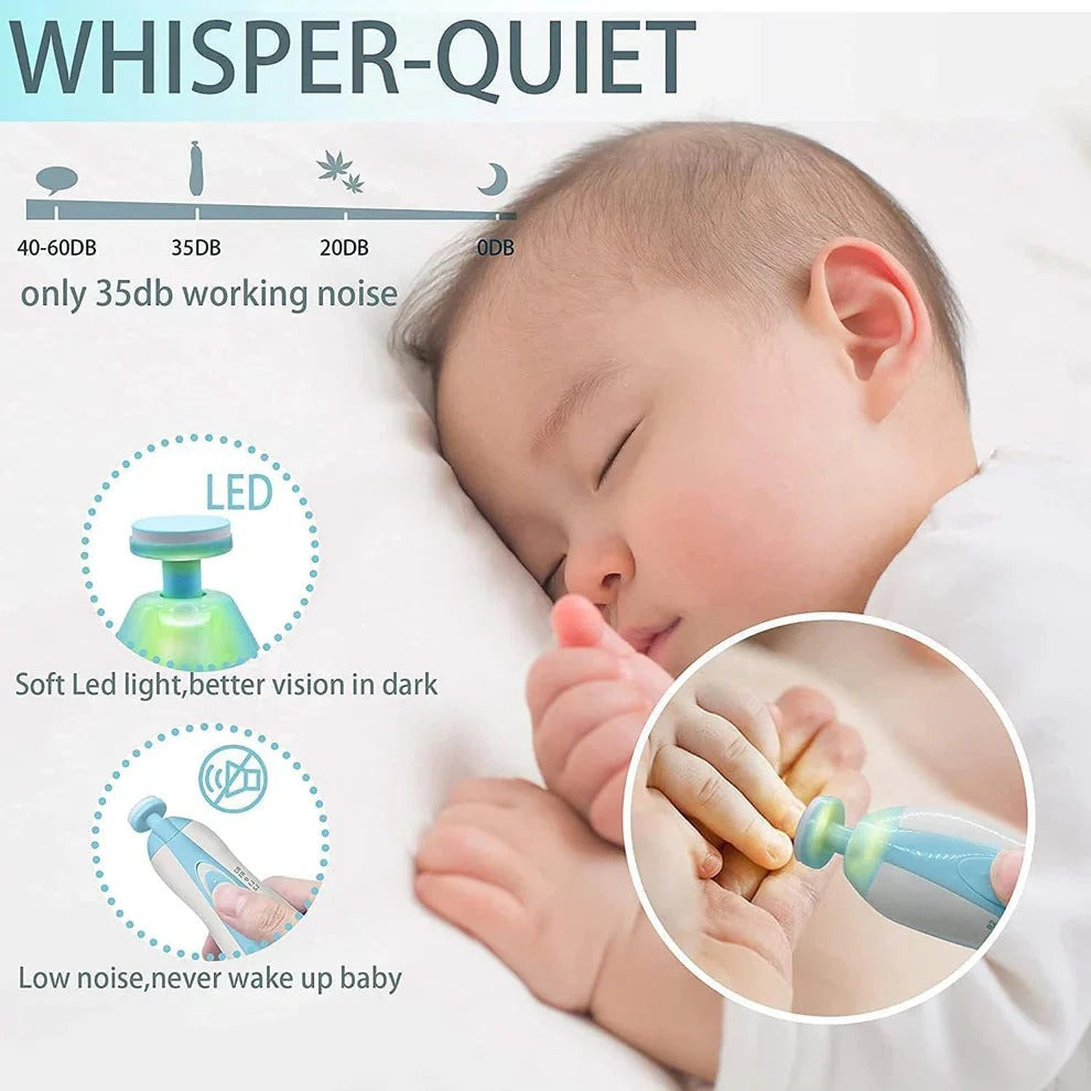 Shoppingo Baby Nail Grooming Kit | 2 Speed | 6 Heads | With LED and Travel Cap