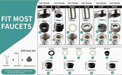🏷🎉 Rotatable Faucet Aerator Extension with 2 Splash Modes 💦, Free Install Kit 🎁