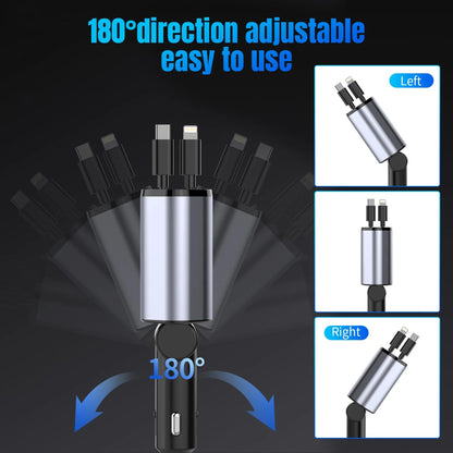 SpeedVolt 120X™ – 120W Retractable USB-C &amp; A Car Charger