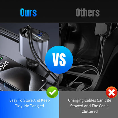 SpeedVolt 120X™ – 120W Retractable USB-C &amp; A Car Charger