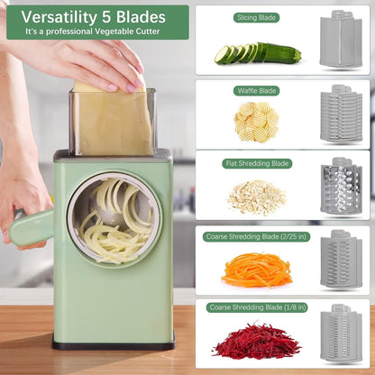 Shoppingo 3-in-1 Rotary Drum Grater, Slicer & Shredder