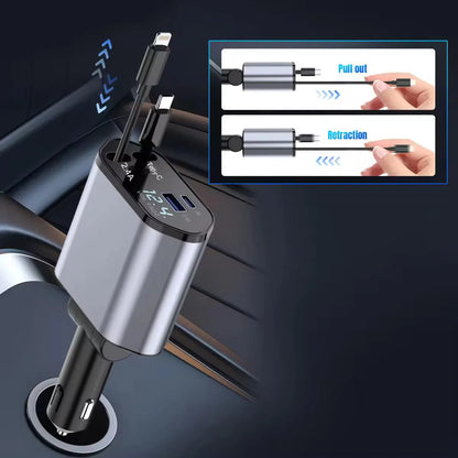 SpeedVolt 120X™ – 120W Retractable USB-C &amp; A Car Charger