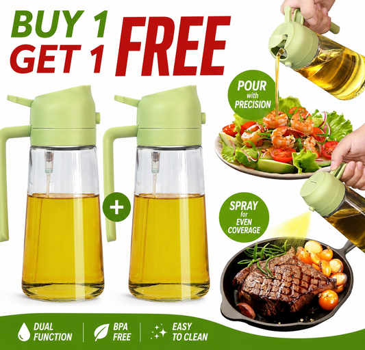 ( Buy 1 get 1 free ) 2-in-1 Oil Dispenser - Glass, Spray and Pour Design Buy 1 get 1 free