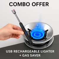 The Ultimate Combo for Every Kitchen: pack of 2 Gas Saver + Rechargeable Lighter