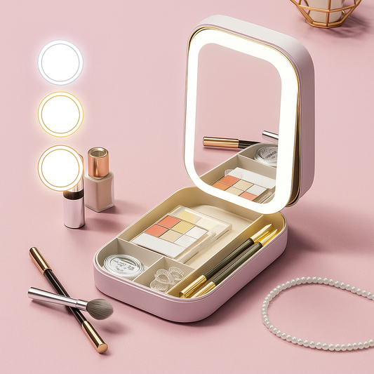 Compact Makeup Vanity With LED Mirror - Carry in Style