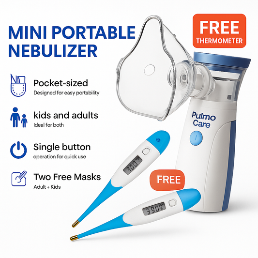 PulmoCare™ Mesh Nebulizer PRO 2.0 + Free thermometer