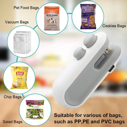 Portable Mini Sealing Machine-USB Rechargeable, 2-in-1 Seal & Cut