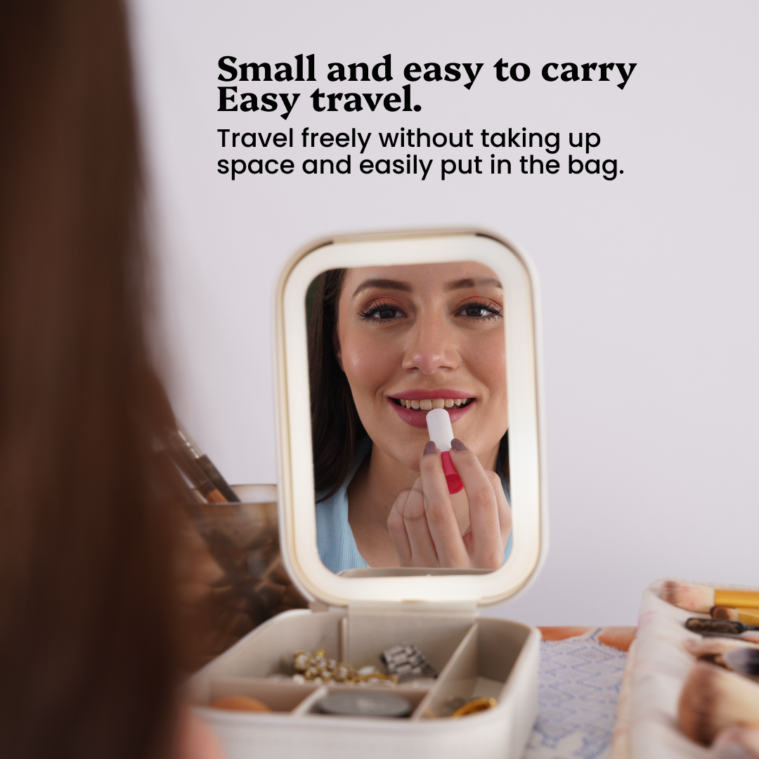 Compact Makeup Vanity With LED Mirror - Carry in Style