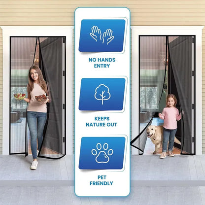 Magnetic Mosquito Screen Door Net Curtain with Magnets Reinforced Polyester Mesh Curtain