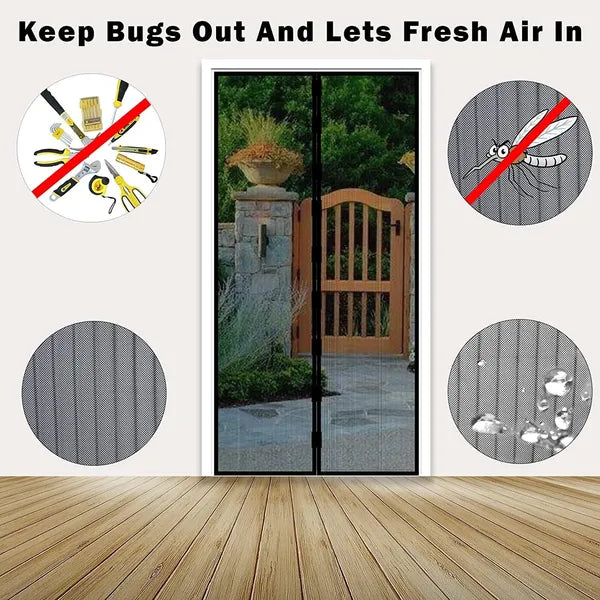 Magnetic Mosquito Screen Door Net Curtain with Magnets Reinforced Polyester Mesh Curtain