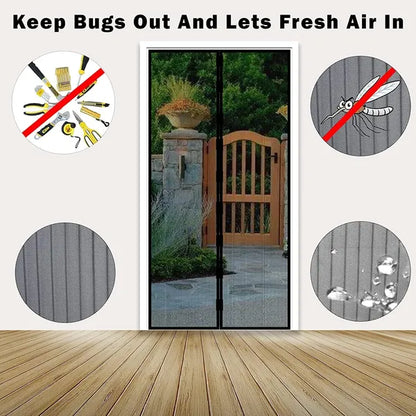 Magnetic Mosquito Screen Door Net Curtain with Magnets Reinforced Polyester Mesh Curtain