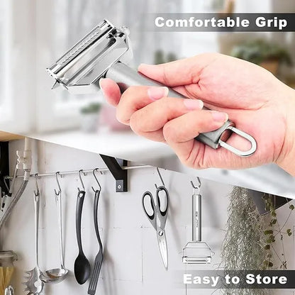 Seiken Stainless Steel Vegetable Peeler & Julienne Cutter | Multi-Functional 3-in-1 Peeler