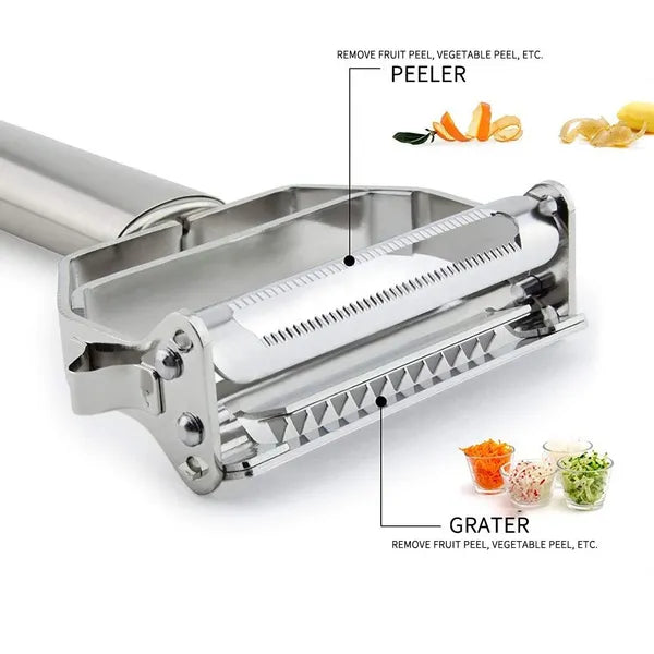 Seiken Stainless Steel Vegetable Peeler & Julienne Cutter | Multi-Functional 3-in-1 Peeler