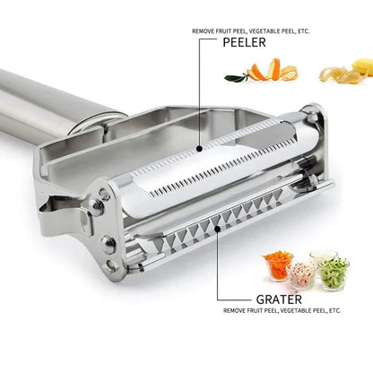Seiken Stainless Steel Vegetable Peeler & Julienne Cutter | Multi-Functional 3-in-1 Peeler