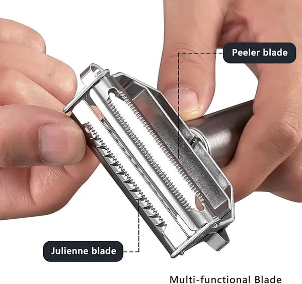Seiken Stainless Steel Vegetable Peeler & Julienne Cutter | Multi-Functional 3-in-1 Peeler