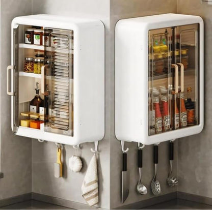 KITCHEN STORAGE MOUNTED, Wall Mounted Storage Cabinet for Kitchen & Bathroom | Multipurpose Space-Saving Storage Rack Organizer | Durable Plastic Cabinet with Shelves(2712)