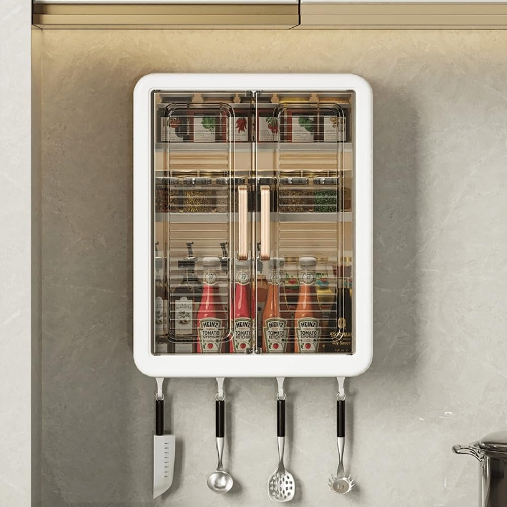 KITCHEN STORAGE MOUNTED, Wall Mounted Storage Cabinet for Kitchen & Bathroom | Multipurpose Space-Saving Storage Rack Organizer | Durable Plastic Cabinet with Shelves(2712)