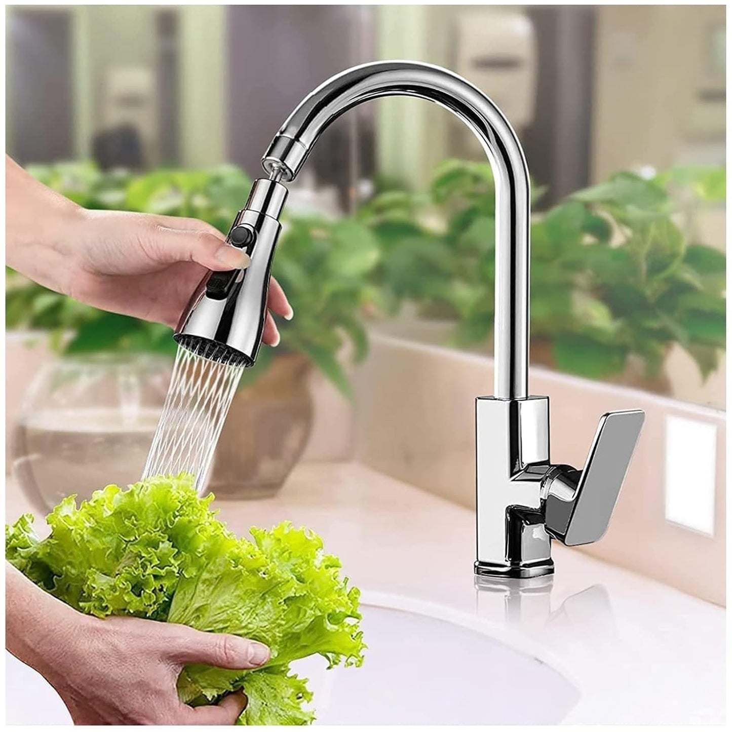 3-Function Pull Down Kitchen Faucet – 360° Rotating Sink Sprayer Tap