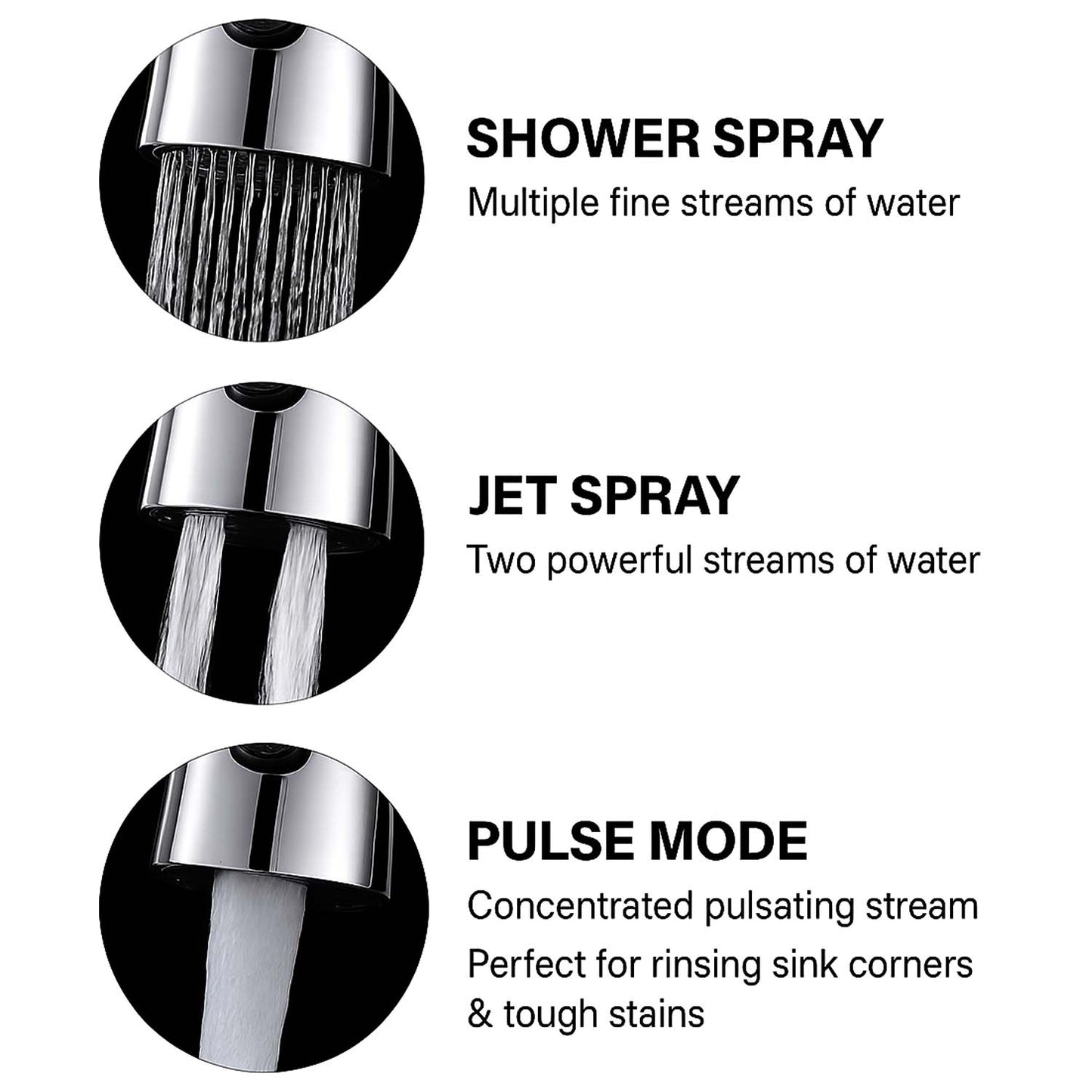 3-Function Pull Down Kitchen Faucet – 360° Rotating Sink Sprayer Tap