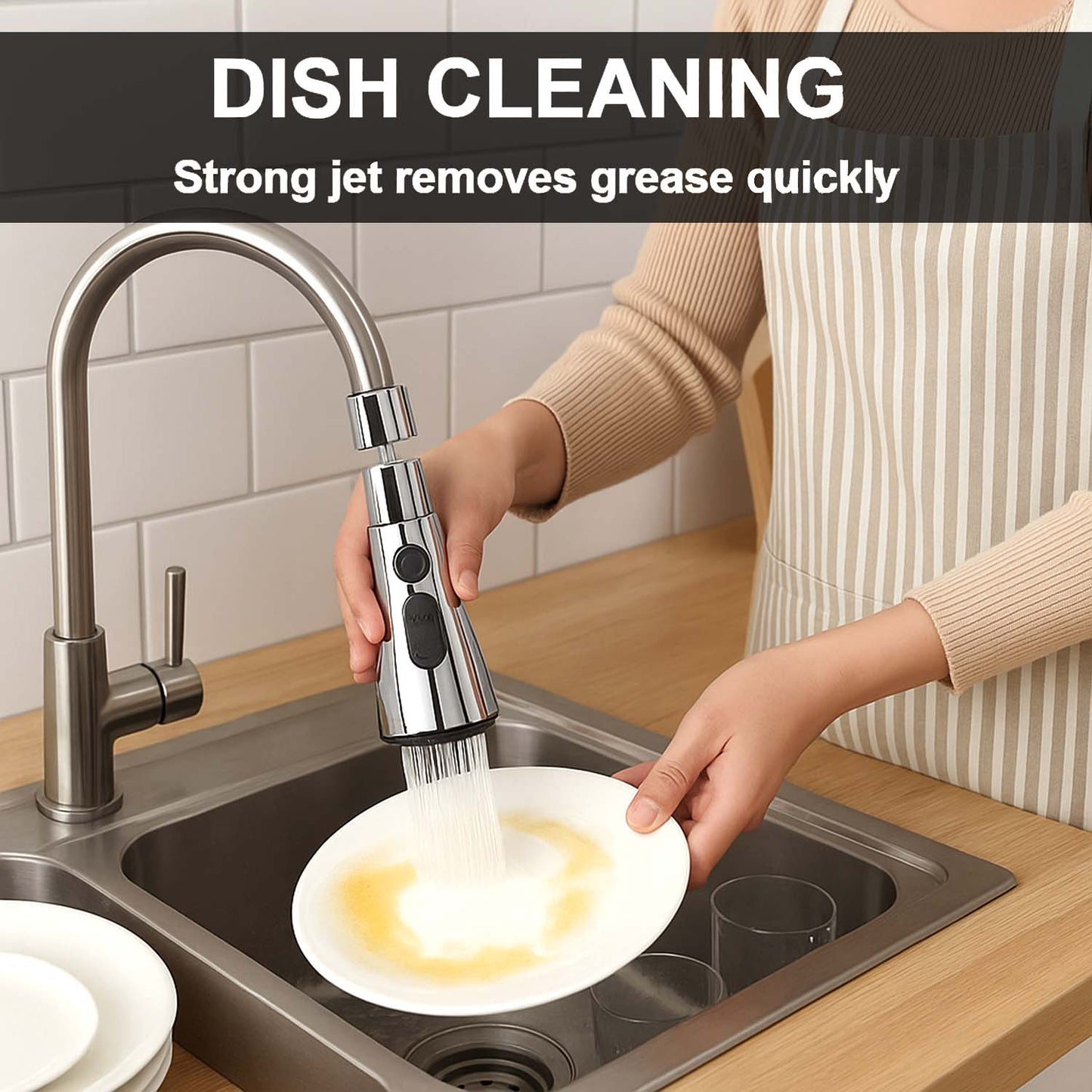 3-Function Pull Down Kitchen Faucet – 360° Rotating Sink Sprayer Tap