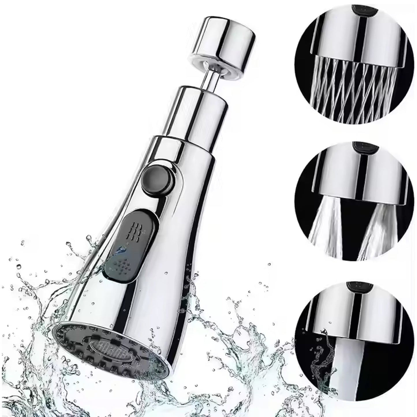 3-Function Pull Down Kitchen Faucet – 360° Rotating Sink Sprayer Tap