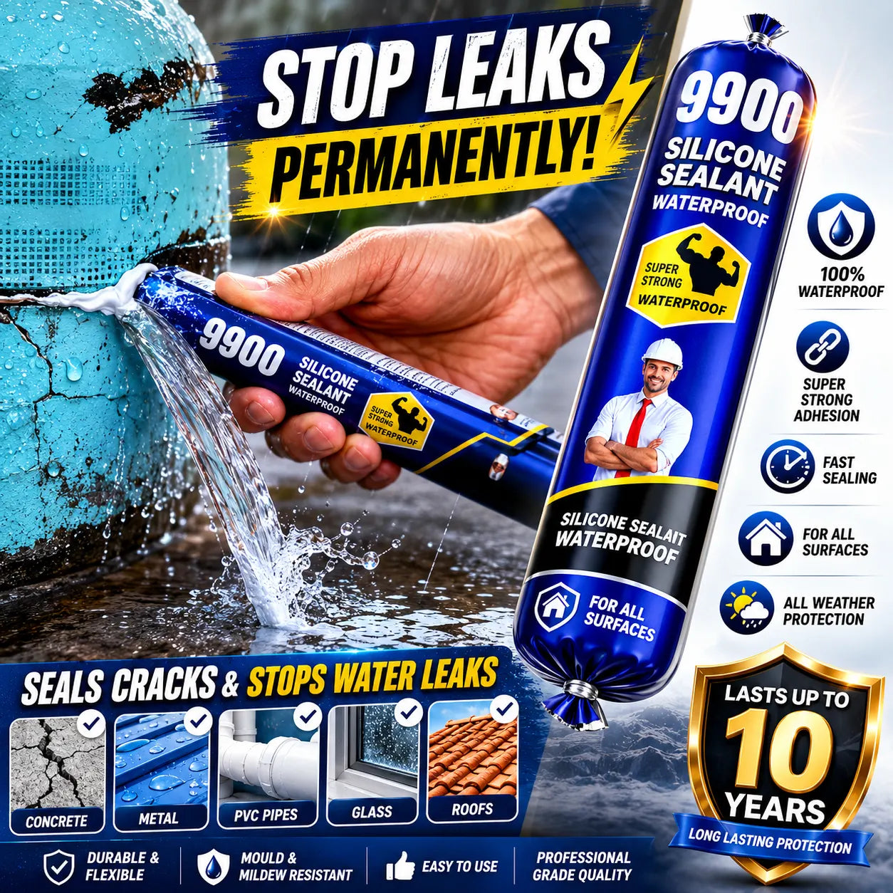 Waterproof Silicone Sealant Adhesive for Roof & Leakage Repair